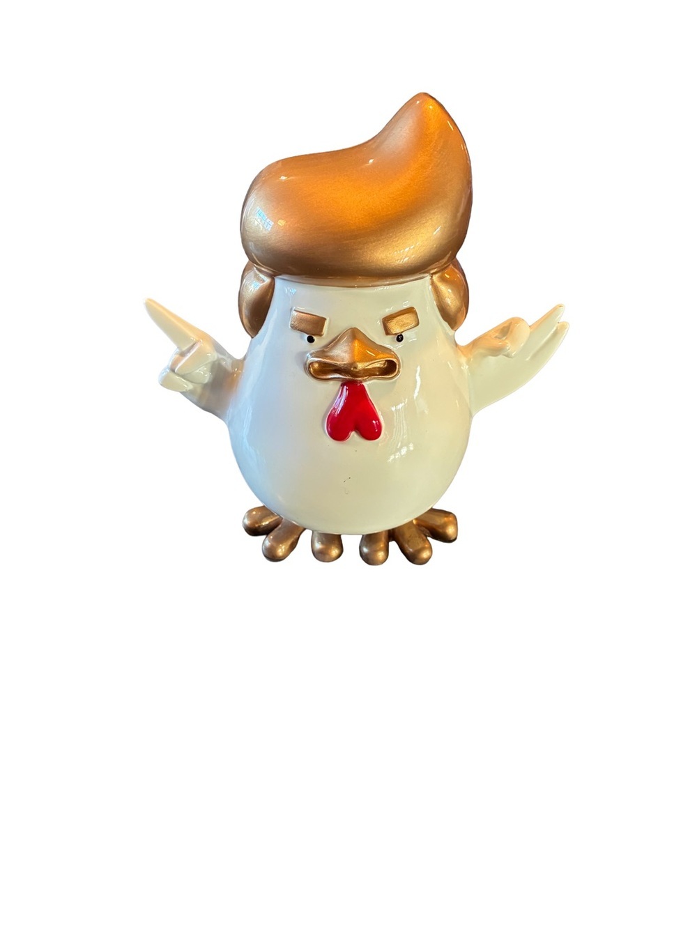 Donald Trump Cocky Chicken Ceramic Figurine